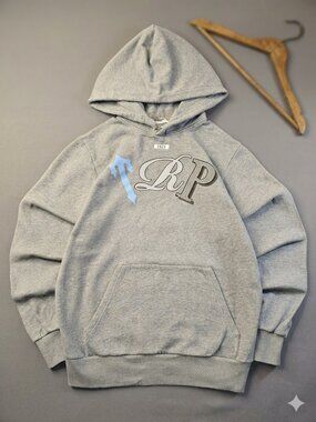 Trapstar London Script Hoodie - Heather Grey & Ice Blue - Men's Size Medium